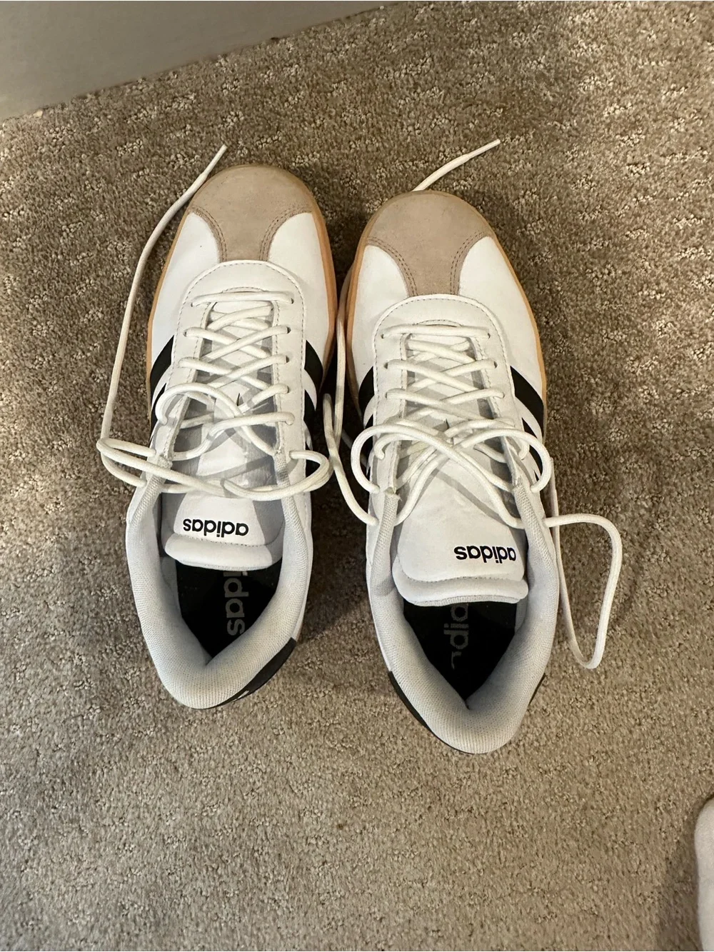 adidas White & Black VL Court Bold Platform Sneaker with Gum Sole